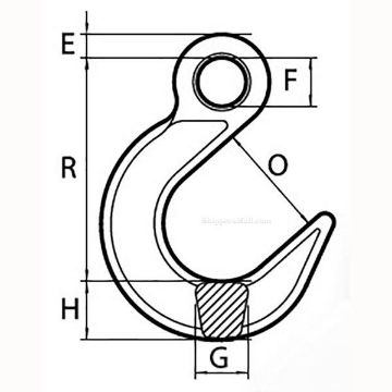 Peer-Lift Eye Foundry Hook (Grade 80) drawing Peer-Lift Eye Foundry Hook (Grade 80), Chain Rigging Component,  drawing
