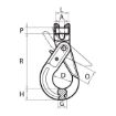 Grade 100 Clevis Self-Locking Hooks, Chain Rigging Component, drawing