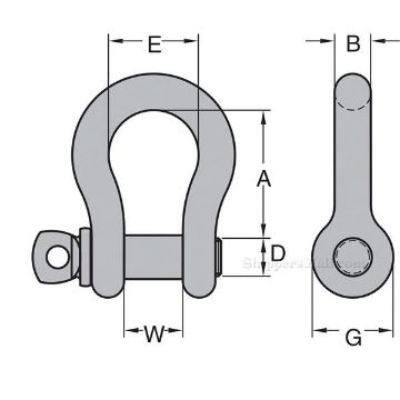 Peer-Lift Alloy Screw Pin Anchor Shackles - Alloy Pin & Body drawing Peer-Lift Alloy Screw Pin Anchor Shackles - Alloy Pin & Body, Chain Rigging Component, PL-ASPAS805-GRP drawing