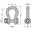 Shackle with Bolt, Nut & Cotter Anchor - Alloy Pin, Carbon Body, Peer Lift Chain Rigging Component, drawing