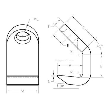 Lifting chain plate hook -drawing Standard Plate Hook, Chain Rigging Component, drawing