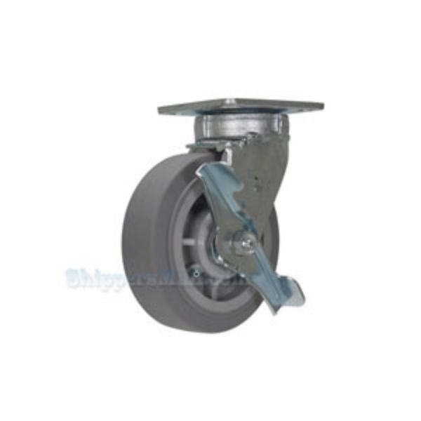 High Quality Casters for industrial use, 6 x 2 thermoplastic rubber/polyolefin hub swivel with brake, Model; CST-F40-6X2DK-SWB