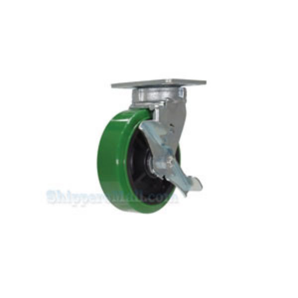 High Tech Casters for industrial use, 6 x 2 polyurethane /polyolefin hub swivel with brake, Model; CST-F40-6X2DT-SWB
