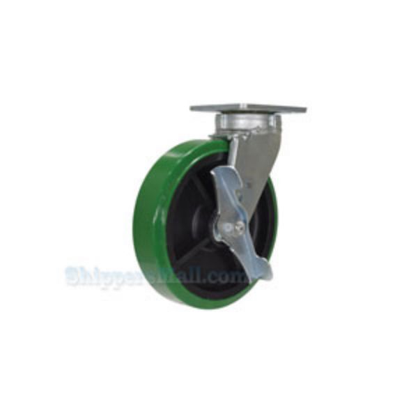 High Tech Casters for industrial use, 8 x 2 polyurethane /polyolefin hub swivel with brake, Model; CST-F40-8X2DT-SWB