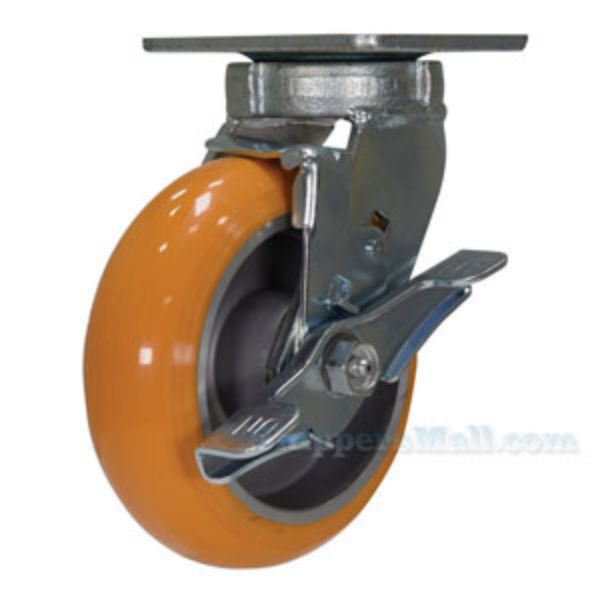 Premium Quality Casters for industrial use, 6 x 2 polyurethane /aluminum hub swivel with brake, Model; CST-F40-6X2SI-SWB