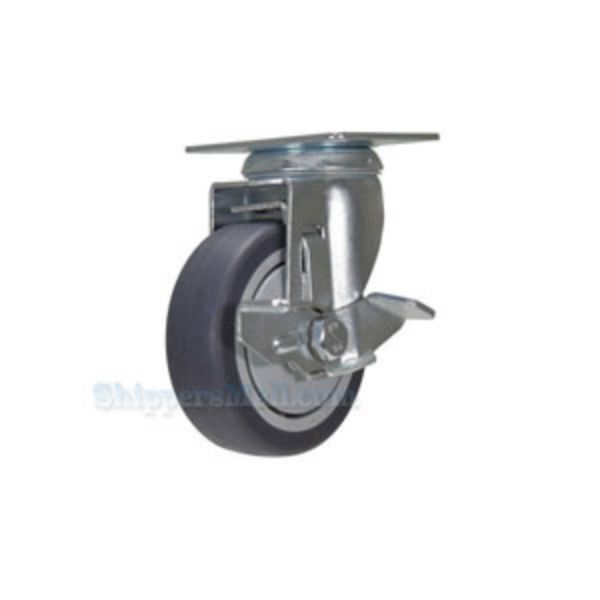 Industrial Caster, for industrial use, 5x1-1/4 thermoplastic rubber swivel with brake, Model; CST-B28-5X1TPR-SWB