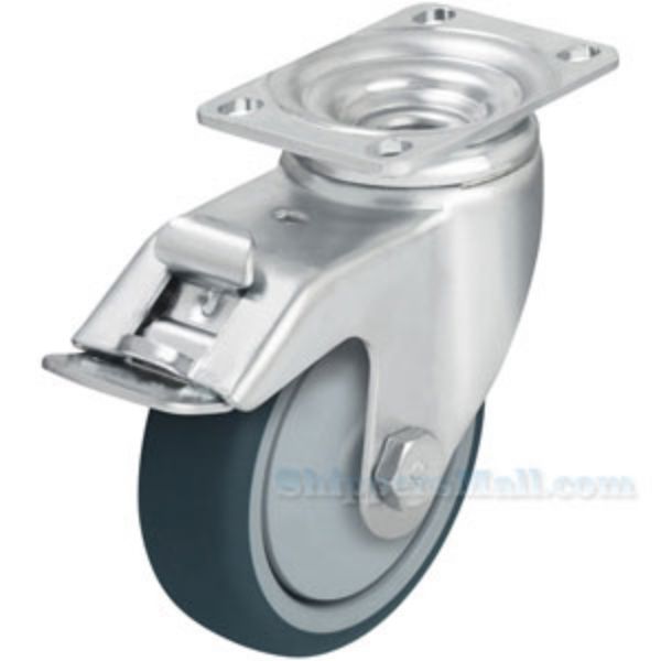 German made Industrial Caster, 4x1-1/4 polyurethane , swivel with total brake, Model; CST-AL-4X1TPU-SWTB