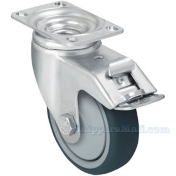 German made Industrial Caster, 5x1-1/4 polyurethane , swivel with total brake, Model; CST-AL-5X1TPU-SWTB
