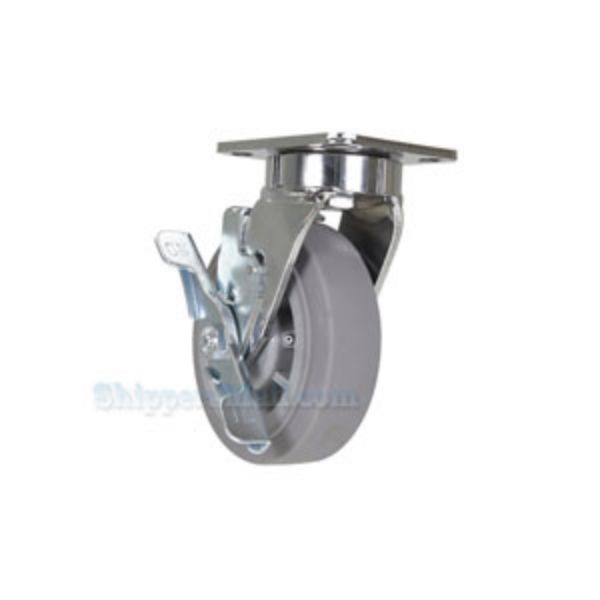 Industrial Caster, 8 x 2 duratek thermoplastic rubber swivel with brake, Model; CST-FC47-8X2DK-SWB