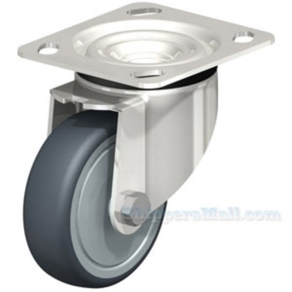 Industrial Caster, 4x1-1/4 polyurethane , swivel Stainless Steel Caster, Model; CST-A-SS-4X1TPE-S