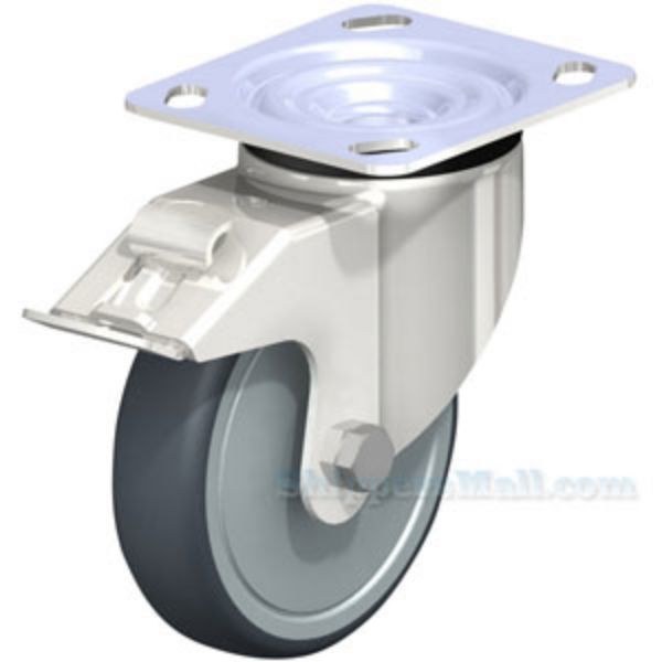 Industrial  Stainless Steel Caster, 5x1-1/4 polyurethane , swivel with total brake, Model; CST-A-SS-5X1TPE-SWTB