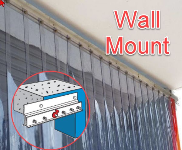 Vinyl strip doors, pre-fabricated complete sets, Wall Mount, Standard Overlap