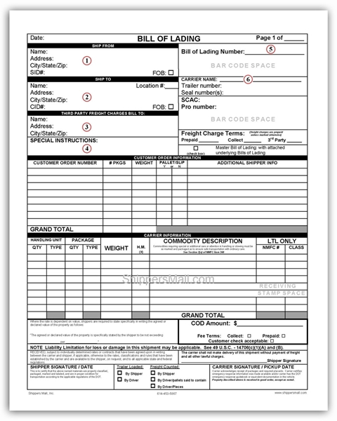 Custom Imprinted VICS Compliant Snap-out Bills of Lading