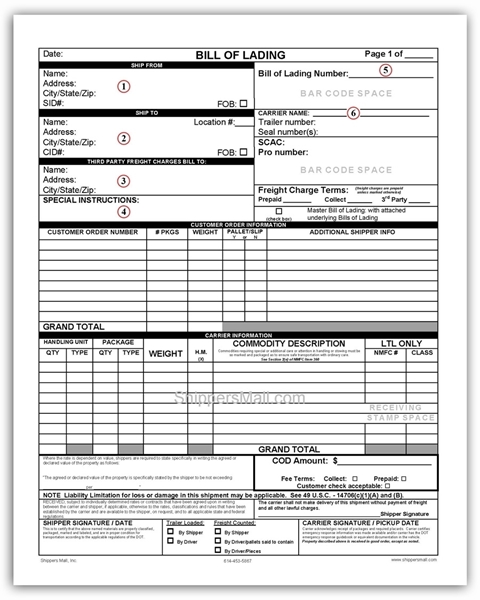 Custom Imprinted VICS Compliant Snap-out Bills of Lading -VICSSNP-C4