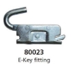 Kinedyne e-key fitting for hanging decking beams with keyhole slots on the wall. 