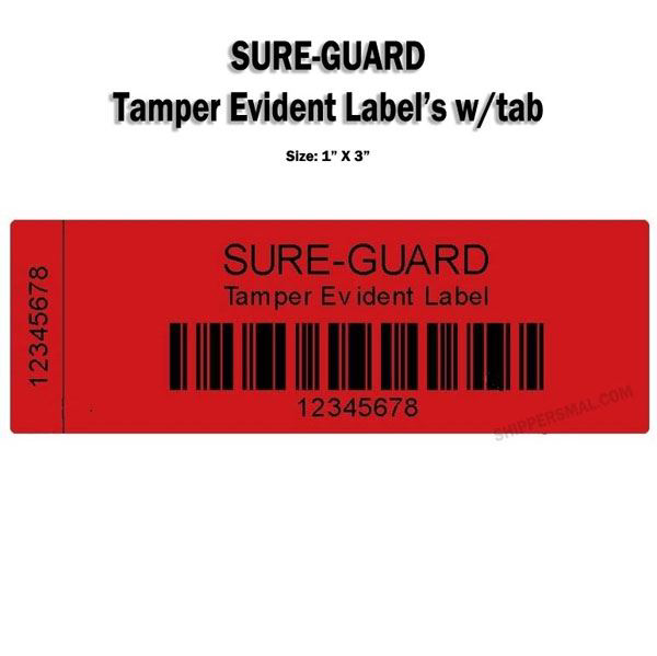 Tamper Evident Labels 1x3"