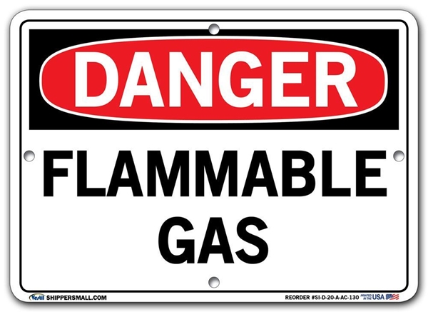 DANGER - Flammable Gas - Sign in 28 Size and Material Variations to fit your needs.