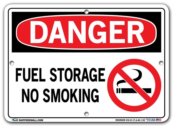 DANGER - Fuel Storage No Smoking - Sign in 28 Size and Material Variations to fit your needs.