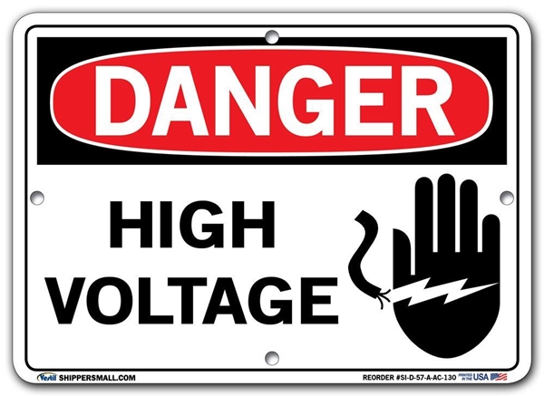 DANGER - High Voltage - Sign in 28 Size and Material Variations to fit your needs.