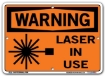 WARNING - Laser In Use signs. Choose from 28 different materials for each sign. Part #: SI-W-44-GRP