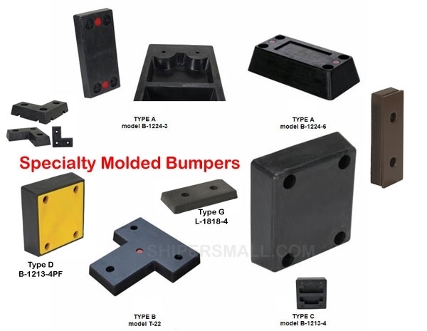 Molded rubber bumpers for machinery or protecting anything from bumping