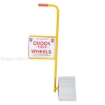 Aluminum Tire chock with long handle and sign "Chock your Wheels". 3