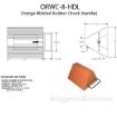Rubber wheel chocks for semi truck trailers with handle OSHA approved SKU ORWC-8-HDL DRAWING