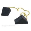 Pair of rubber wheel chocks with rope for semi truck trailers OSHA approved SKU RWC-2-PR