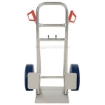 Folding dolly with urethane flat free wheels. Nose plate folds up to save space. Flat-Free with Blue Urethane Tires #: DHHT-250A-FD-UBF