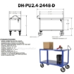 Ergonomic-Handle Cart with drain Drain 4K 24X36 for industrial use or factories great for food industry. - Model #: DH-PU2.4-2448-D-DRW