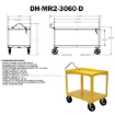 Industrial Service carts  Drain - Model DH-MR2 - 8" x 2" Mold-on-Rubber Casters and Ergonomic Handle. 30x60 DRW