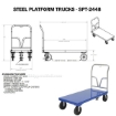 Steel Platform Truck 3600 lb. Capacity 24 X 48 with 8"x2" Glass Filled Nylon casters. Drawing Vestil Part #: SPT-2448