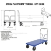 Steel Platform Truck 3600 lb. Capacity 30 X 60 with 8"x2" Glass Filled Nylon casters. Part #: SPT-3060 Drawing
