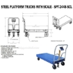 Steel Platform Truck 3600 lb. Capacity 24X48 W/Scale and 8"x2" Glass Filled Nylon casters. Drawing