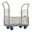 Steel platform cart with mesh sides 18X27. Has foot brake. 