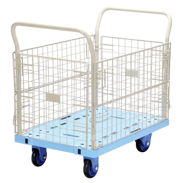 Plastic Platform Cart with Mesh Sides & Foot Brake, 23"W X 34"L, Part #: TRP-2334-M-FB