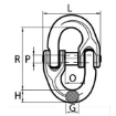 Grade 100 Alloy (Grade 100) Coupling Links, Chain Rigging Component, drawing