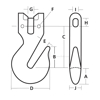 Kuplex Clevis Type Grab Hook, Chain Rigging Component,drawing