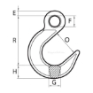 Grade 100 Eye Foundry Hook V10, Chain Rigging Component, drawing