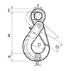 Grade 100 Eye Self-Locking Hook (Grade 100), Chain Rigging Component, drawing