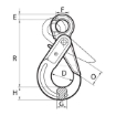 Grade 100 Eye Self-Locking Hook (Grade 100), Chain Rigging Component, drawing
