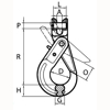 Peer-Lift Clevis Self-Locking Hook (Grade 80), Chain Rigging Components with up to 22,600 lb. WLL drawing