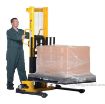 Manual Hydraulic Hand Pump Stacker with Adjustable Forks & Legs raises up to 79" with 2K lb capacity. VHPS-2000-AA