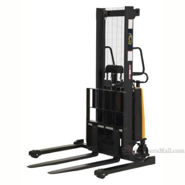 Stacker with Powered Lift Model: SL-63-AA b Stacker with Powered Lift - Adjustable Forks/ Adjustable Support Legs Forks Raise up to 63"  SL-63-AA  b