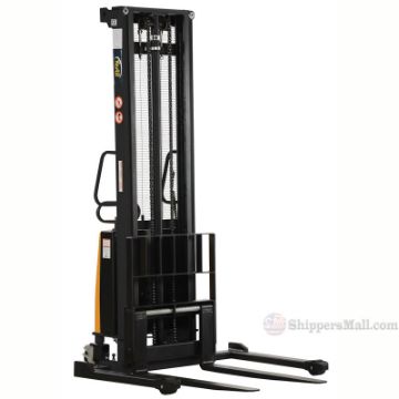 Stacker with Powered Lift - SL-150-AA Stacker with Powered Lift - Adjustable Forks/ Adjustable Support Legs Forks Raise up to 150" SL-150-AA