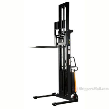 Stacker with Powered Lift - SL-150-AA  a Stacker with Powered Lift - Adjustable Forks/ Adjustable Support Legs Forks Raise up to 150" SL-150-AA a