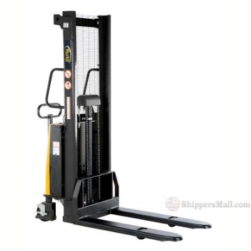 Stacker with Powered Lift - Model: SL-63-FF - Fixed Forks Over Fixed Support Legs / 63" H SL-63-FF - Stacker with Powered Lift - Fixed Forks Over Fixed Support Legs / 63" H