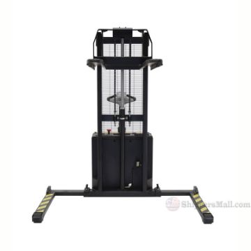 Full Powered Stacker with Power Drive and Powered Lift, Fixed Forks / Adjustable Support Legs 2K Cap., 62" High Vestil model: S-62-FA c Full Powered Stacker with Power Drive and Powered Lift - S-62-FA c