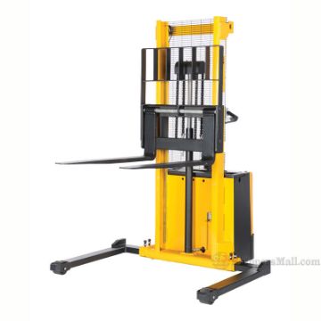 Full Powered Stacker with Power Drive and Powered Lift Adjustable Forks / Adjustable Support Legs 2K Cap., 62" High Vestil model: S-62-AA b Full Powered Stacker with Power Drive and Powered Lift S-62-AA b