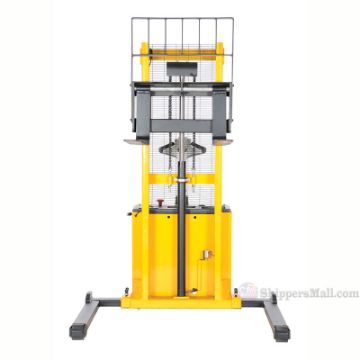 Full Powered Stacker with Power Drive and Powered Lift Adjustable Forks / Adjustable Support Legs 2K Cap., 62" High Vestil model: S-62-AA c Full Powered Stacker with Power Drive and Powered Lift S-62-AA c